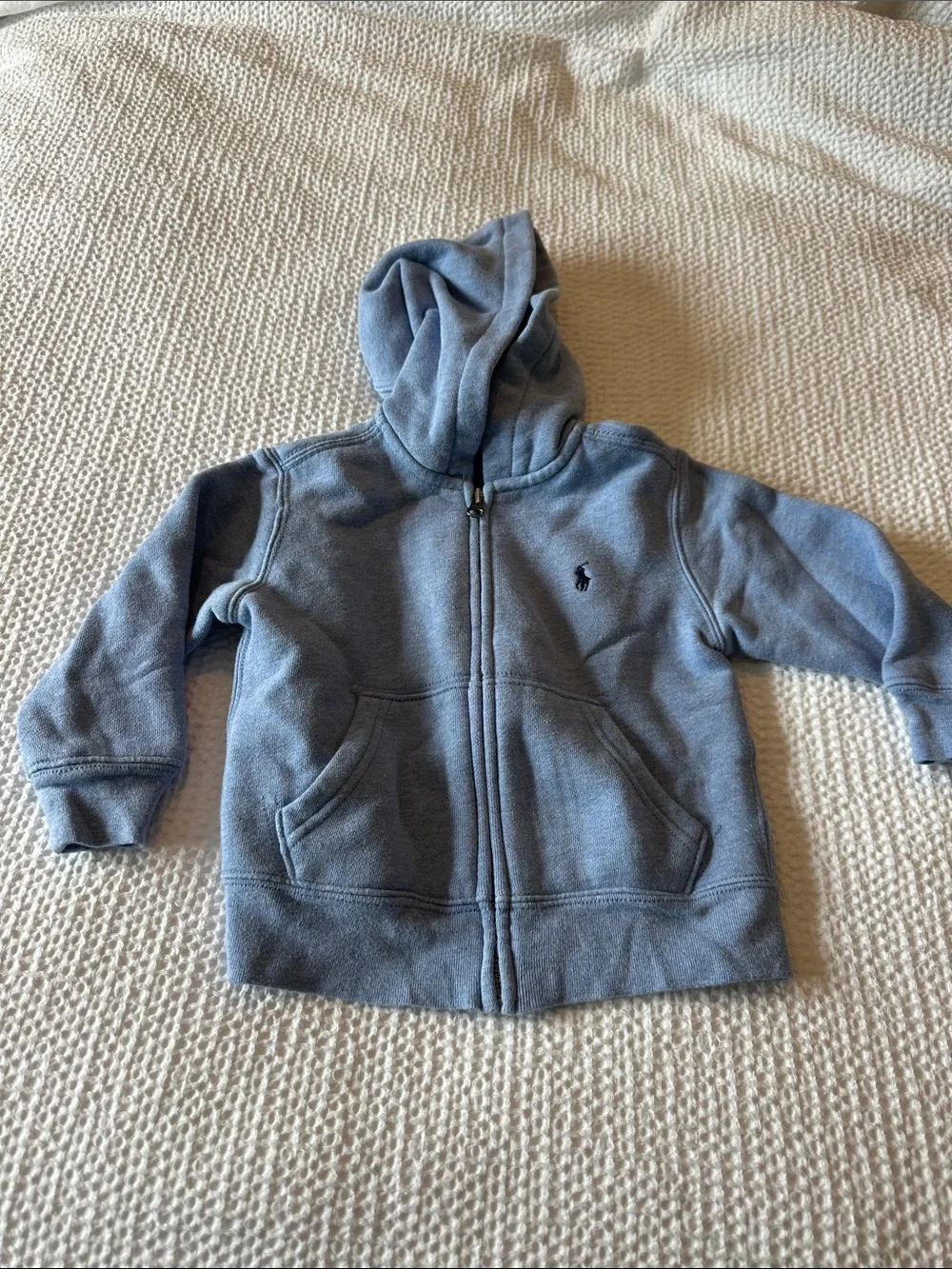 Ralph Lauren Light Blue Hooded Zip-Up Sweatshirt for Kids
